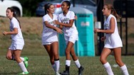 Who are the top returning Tri-County Conference girls soccer stat leaders in 2023?